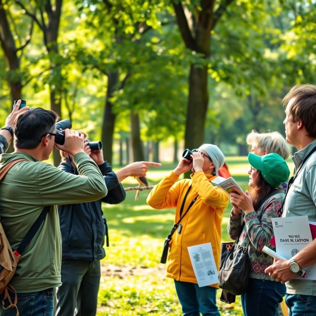 Birdwatching in nature