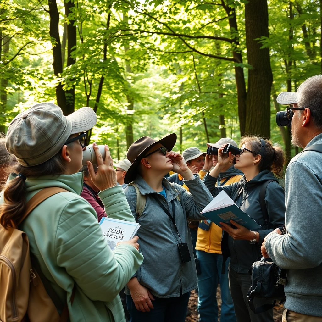 Nature enthusiast guiding a birdwatching tour