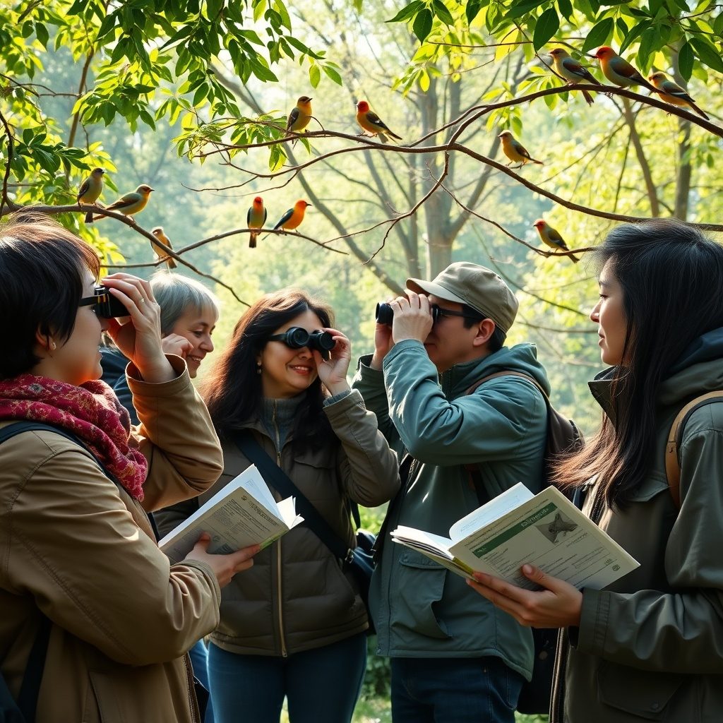 Birdwatching in nature