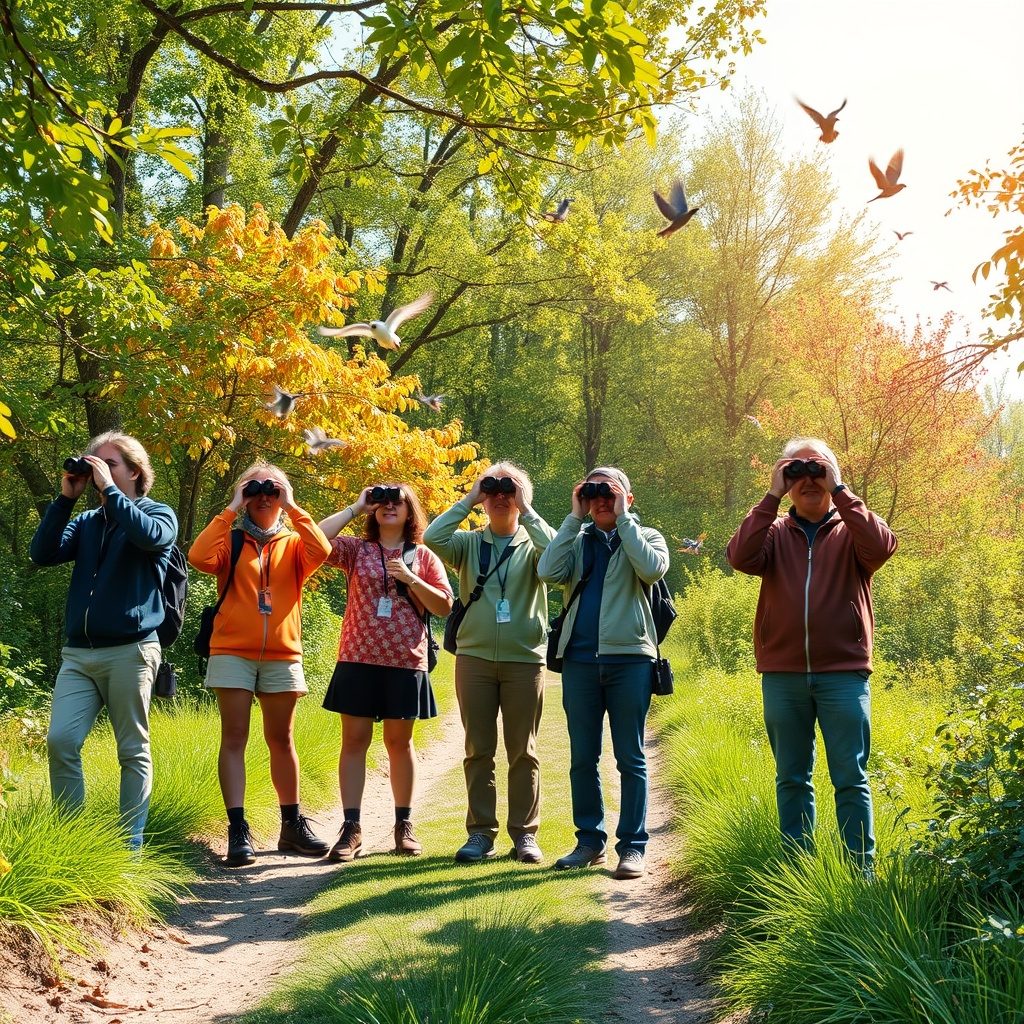 Birdwatching group in action